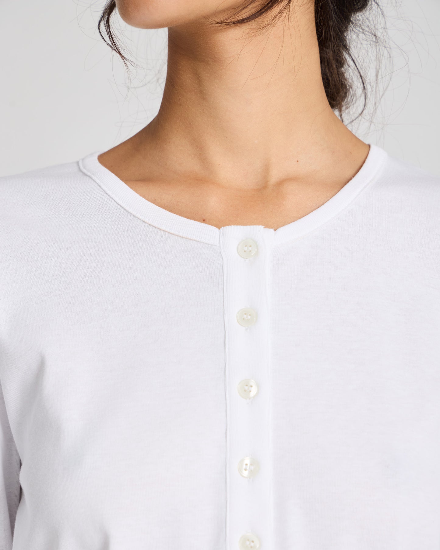 Ida Cotton Henley Tee - White