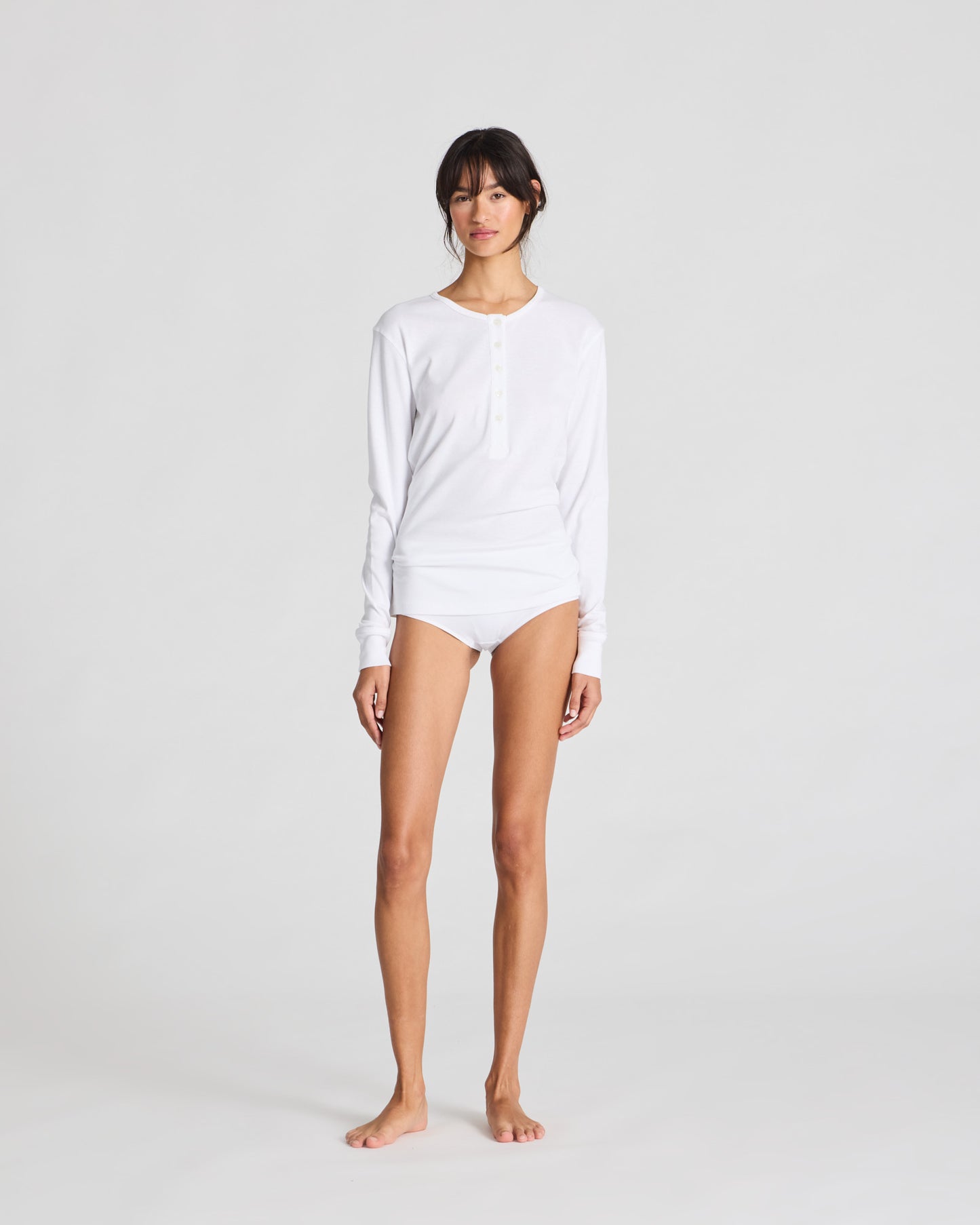 Ida Cotton Henley Tee - White