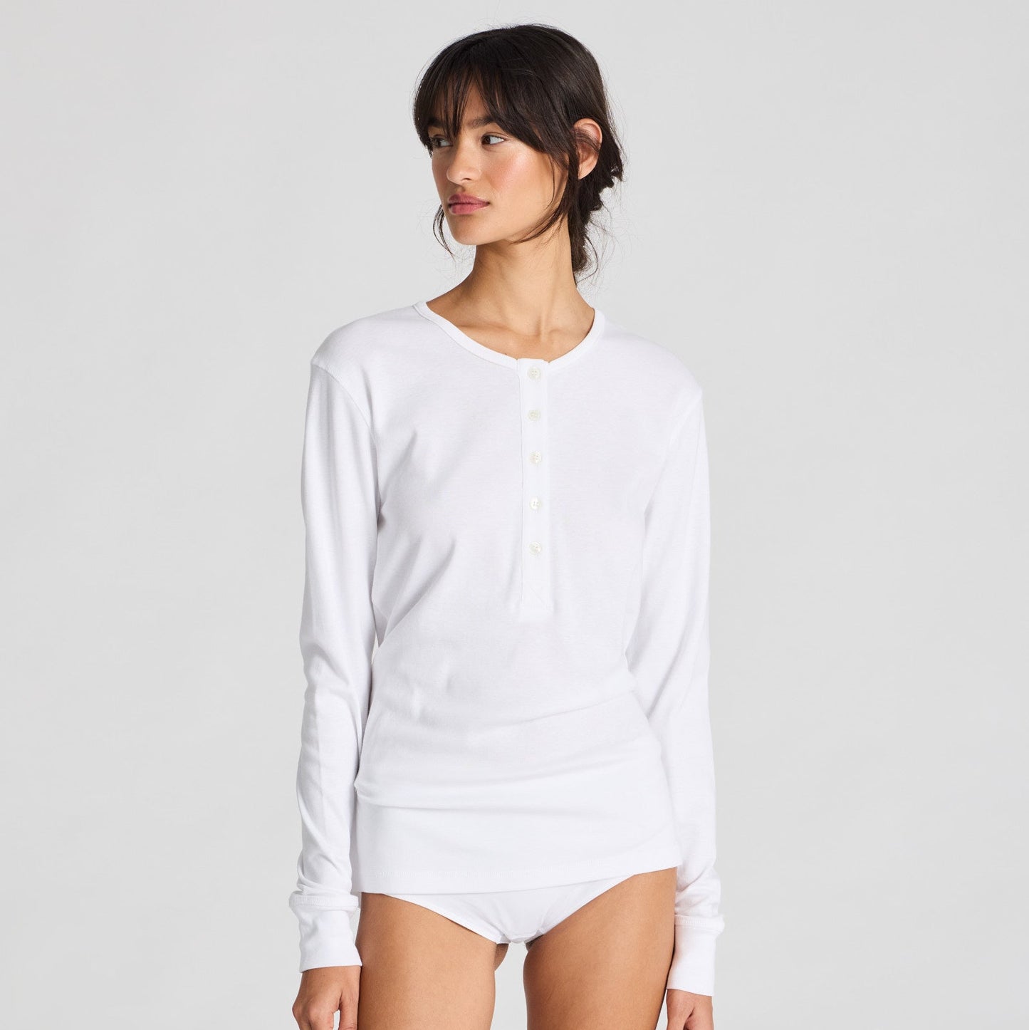 Ida Cotton Henley Tee - White