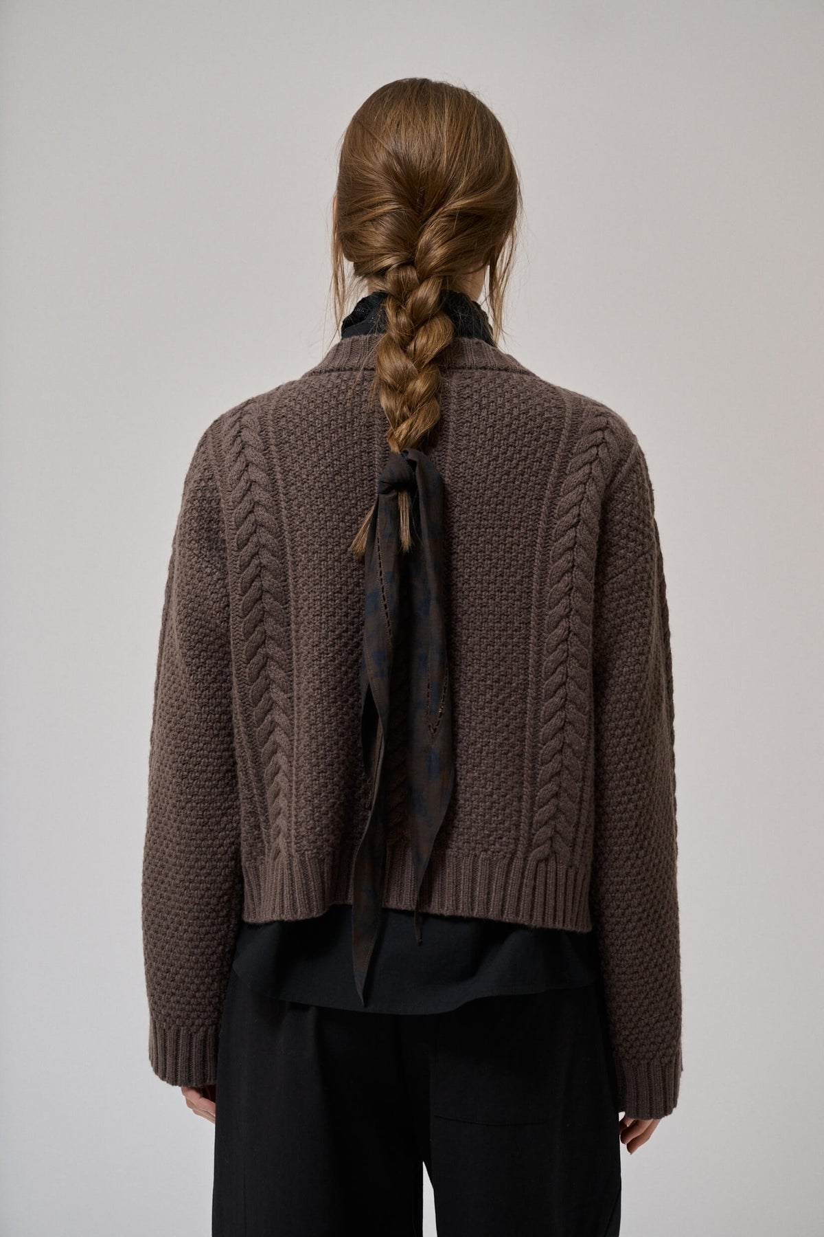 HEATHER LS KNIT CARDIGAN - DARK DUN
