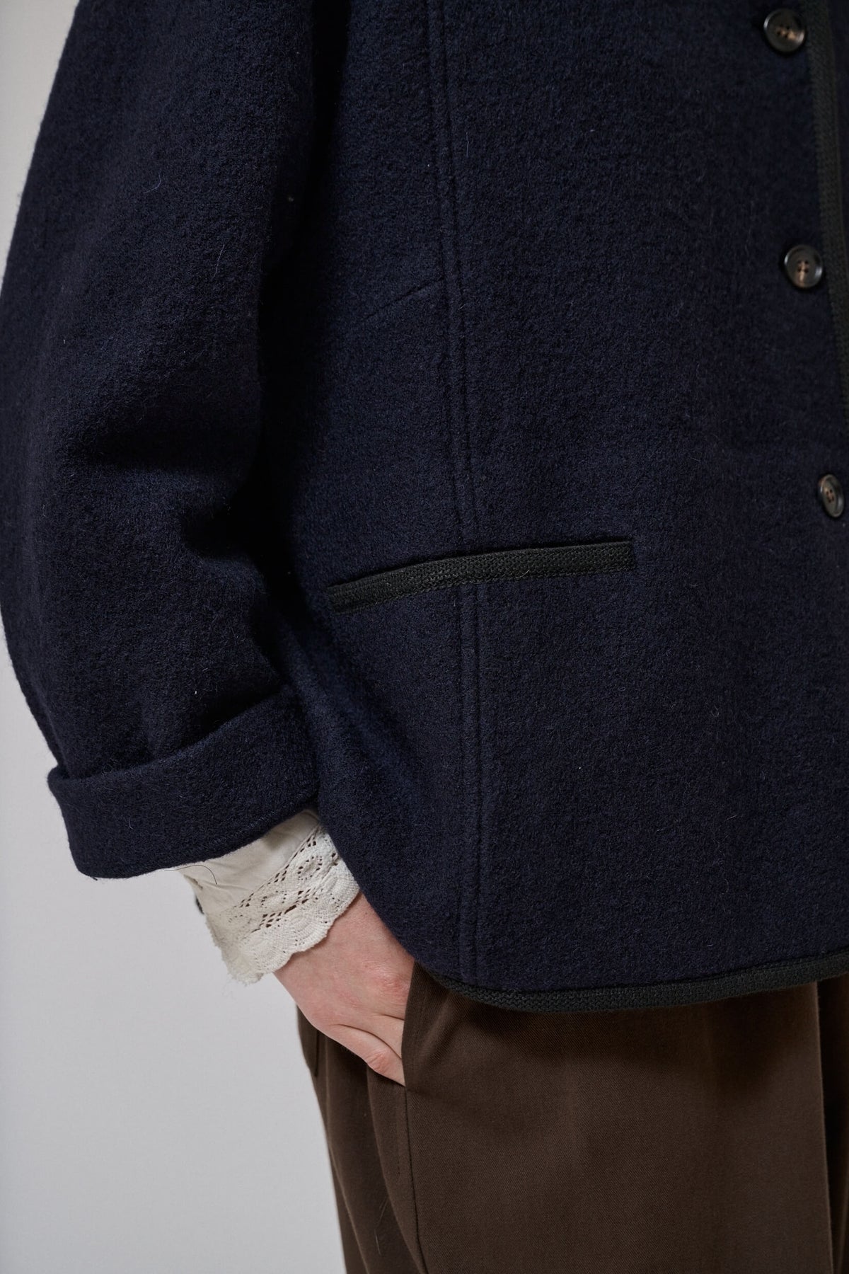 HILL LS WOOL JACKET - DARK NAVY