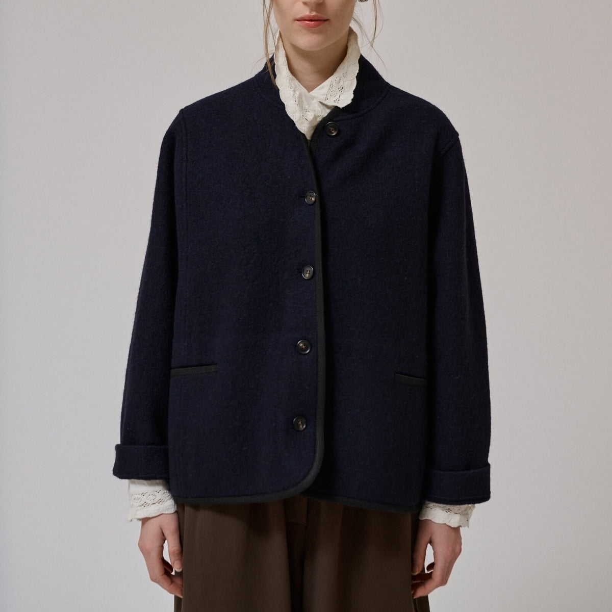 HILL LS WOOL JACKET - DARK NAVY