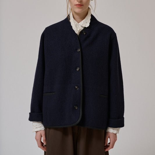 HILL LS WOOL JACKET - DARK NAVY
