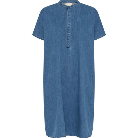 Seoul Kortærmet Skjortekjole, Medium Blue Denim - Frau