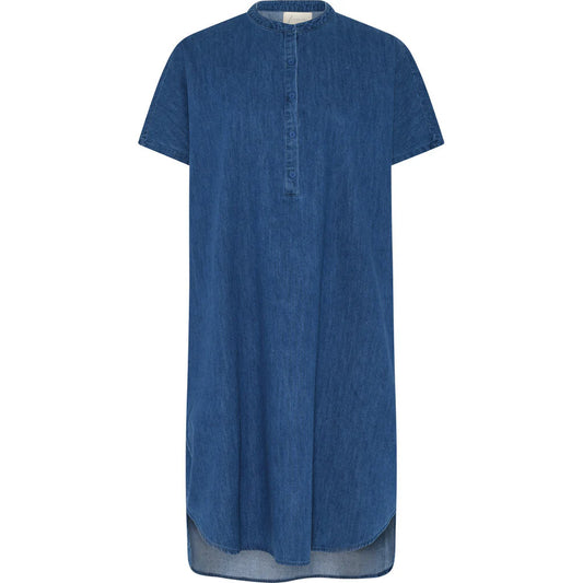 Seoul Kortærmet Skjortekjole, Clear Blue Denim - Frau