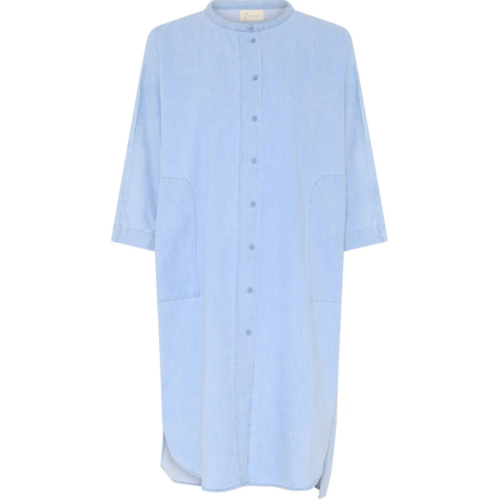Seoul Lang Skjorte, Light Blue Denim - Frau