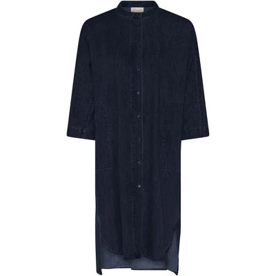 Seoul Lang Skjorte, Dark Blue Denim - Frau