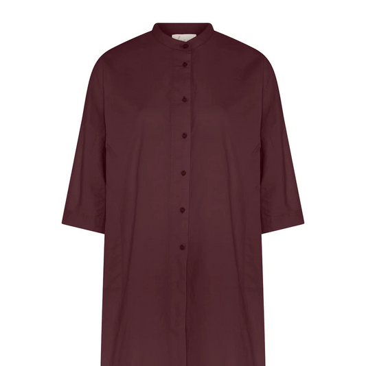 Seoul Lang Skjorte, Red mahogany - Frau