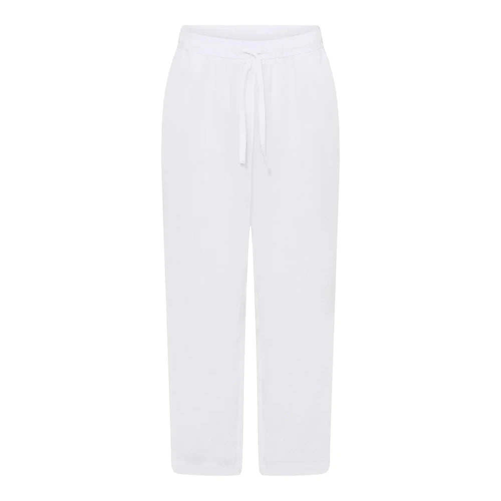 Sydney hør bukser lang, Bright White - FRAU