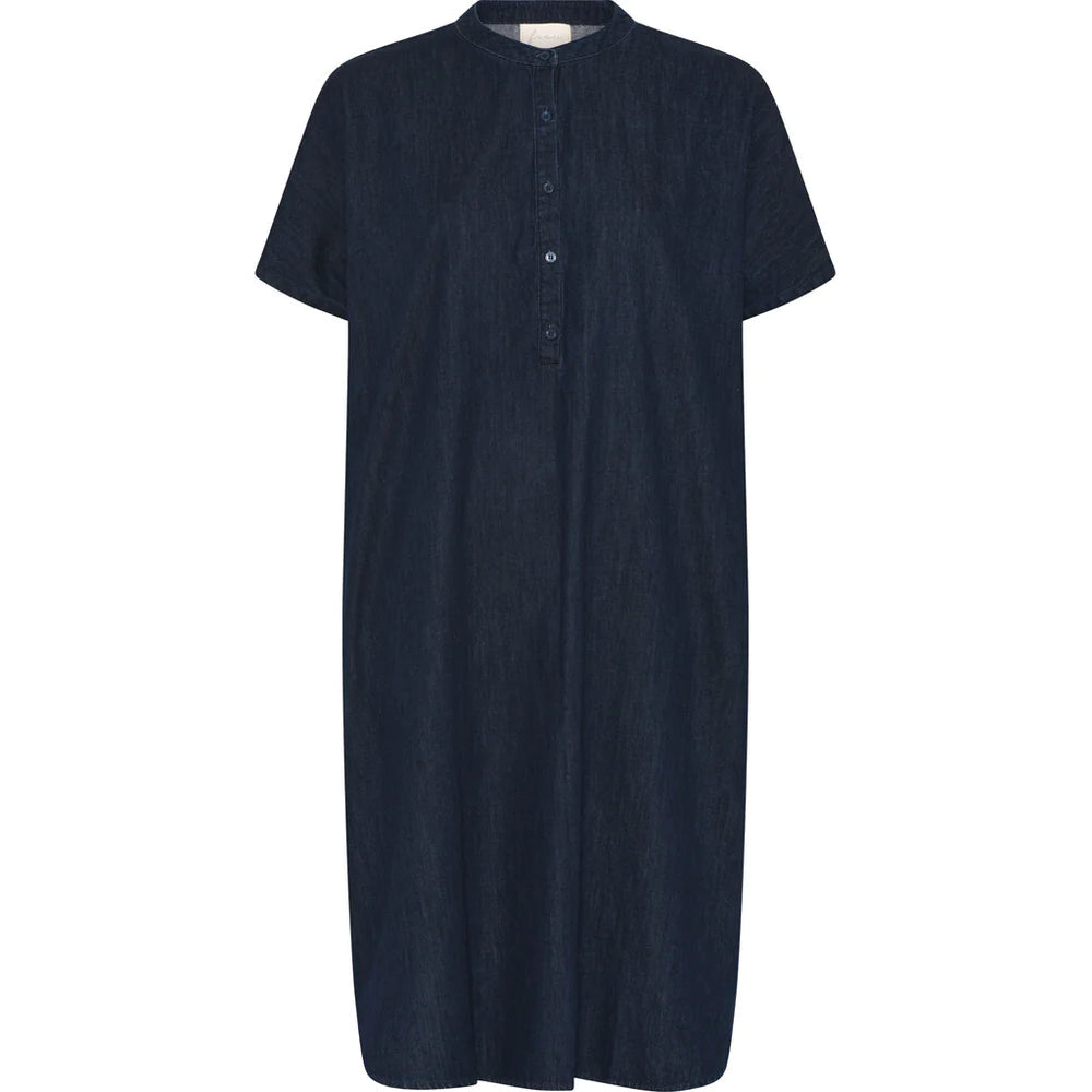Seoul short sleeve denim dress - Dark blue denim - Frau