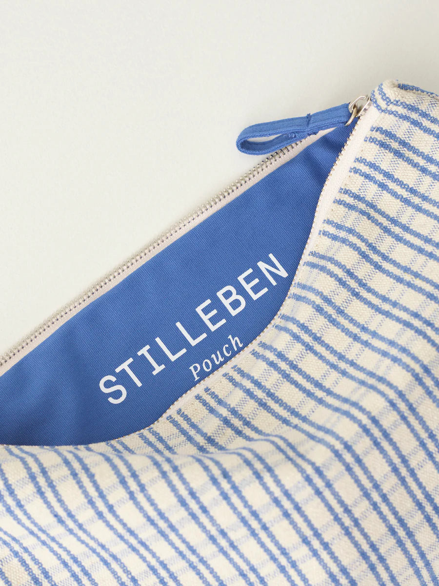 Pouch Large, Checked Blue - Stilleben