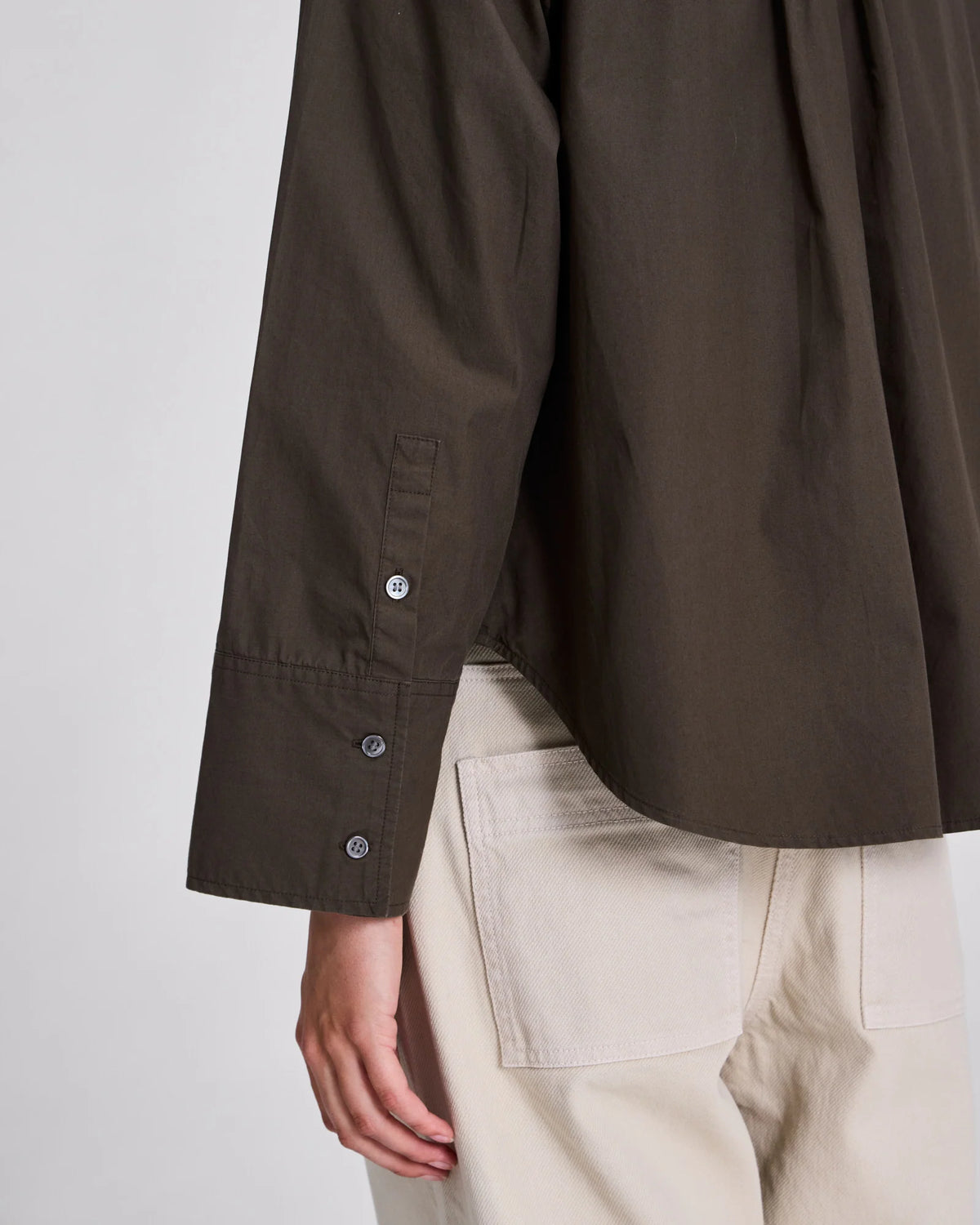Isabella L/S Poplin Shirt - Black Olive
