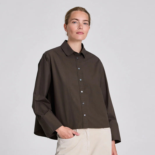 Isabella L/S Poplin Shirt - Black Olive