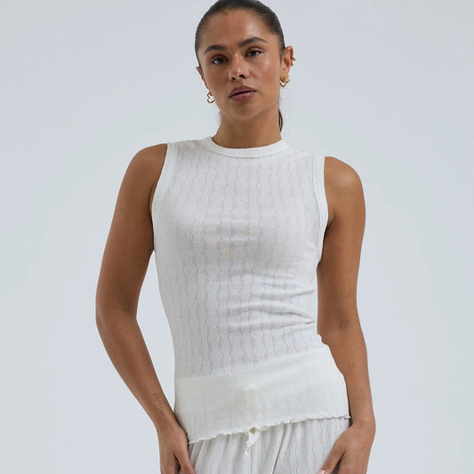 Pointelle tank top, white