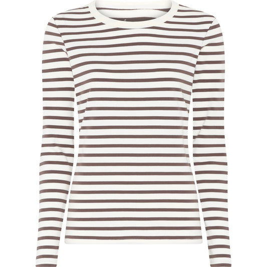 Lucca Cotton ls Top, Coffee Quartz Stripe - Frau