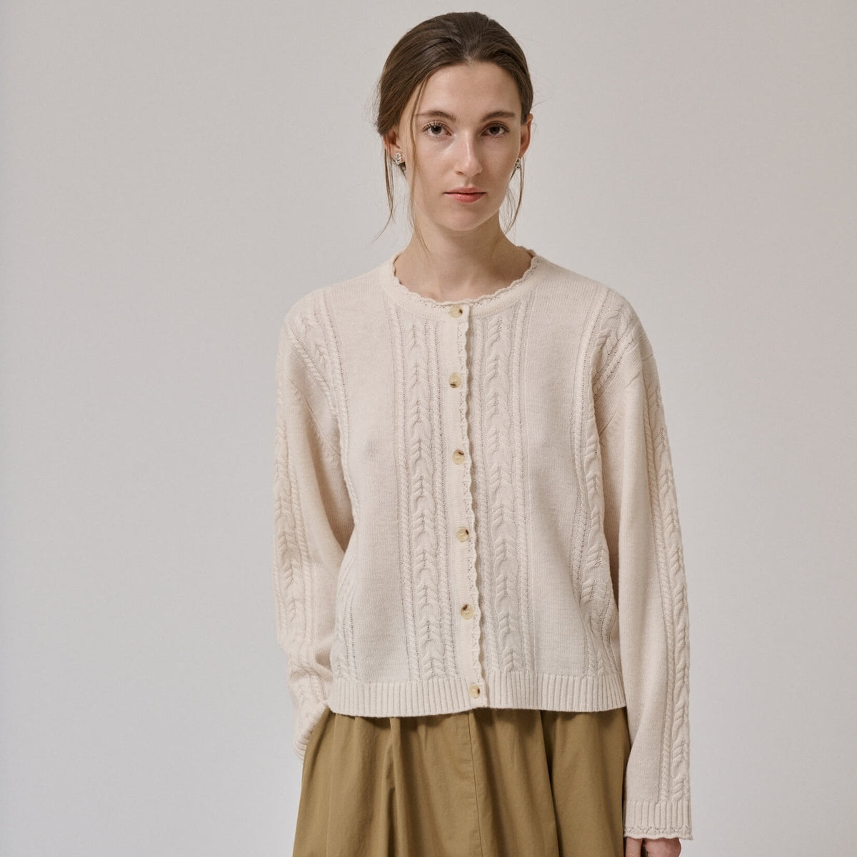 MEADOW LS CARDIGAN - WHITE SAND