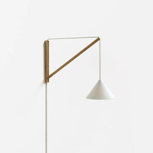 Suspended Wall Lamp, Oak, White