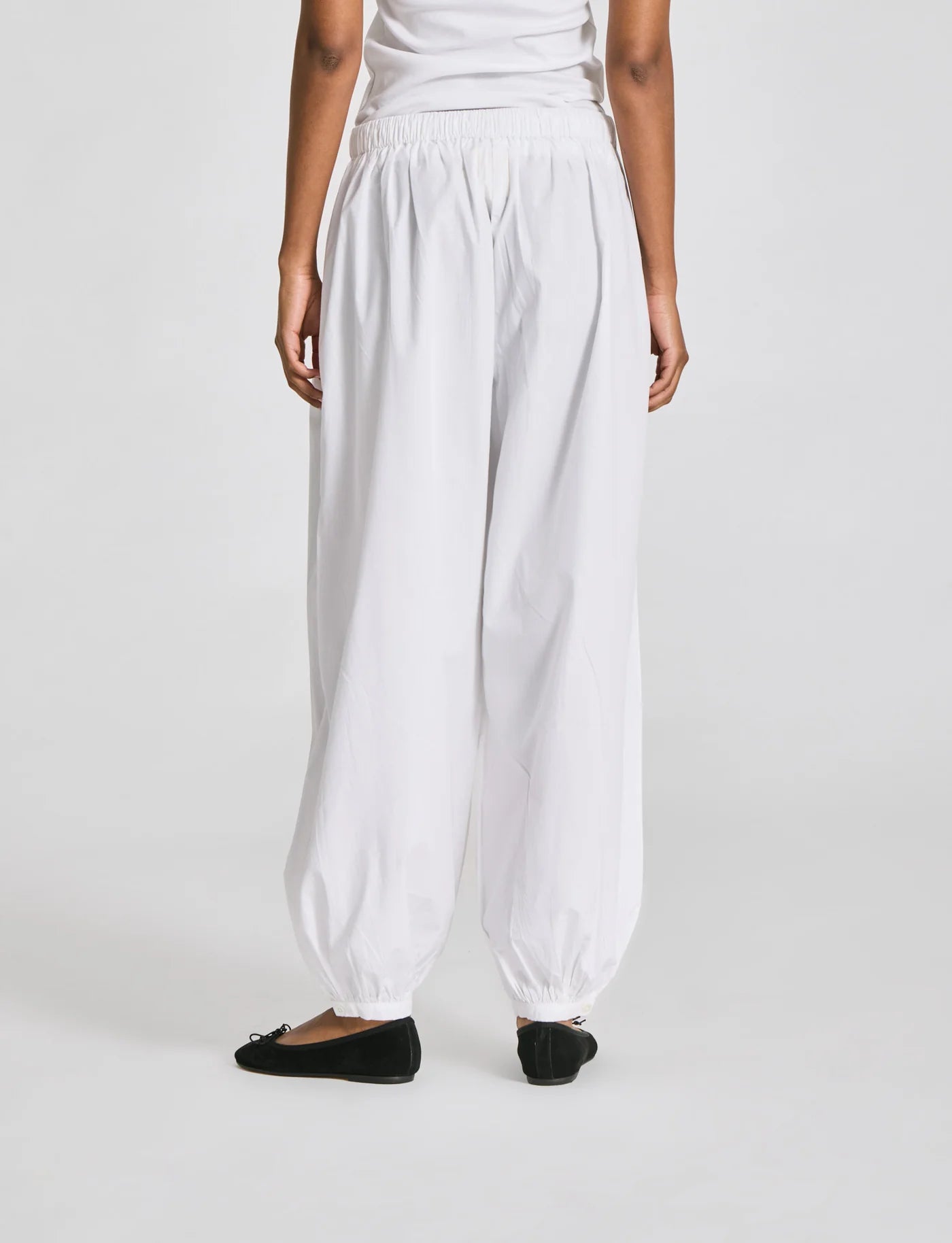 Maria Cotton Poplin Pants - White