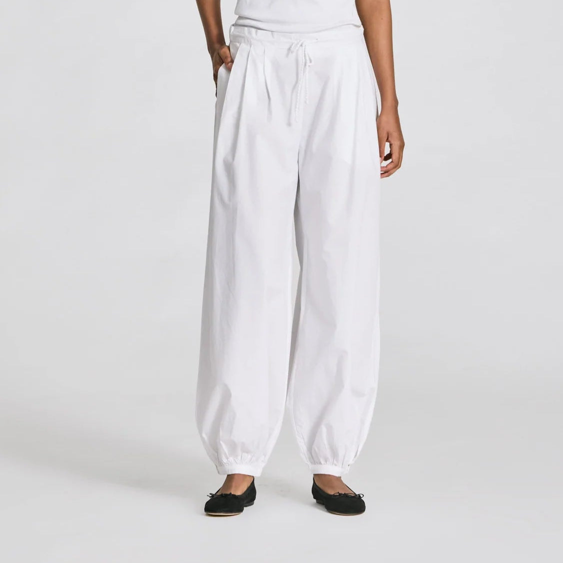 Maria Cotton Poplin Pants - White