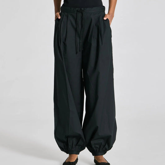 Maria Cotton Poplin Pants - Black
