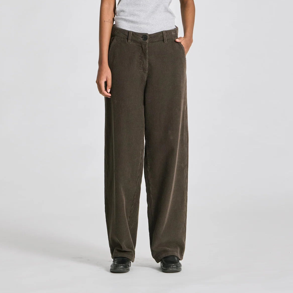 Natalie Cotton Corduroy Pants - Black Olive