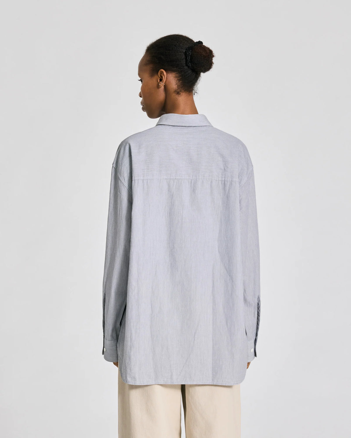 Nikoline Striped L/S Poplin Shirt - White/Blue