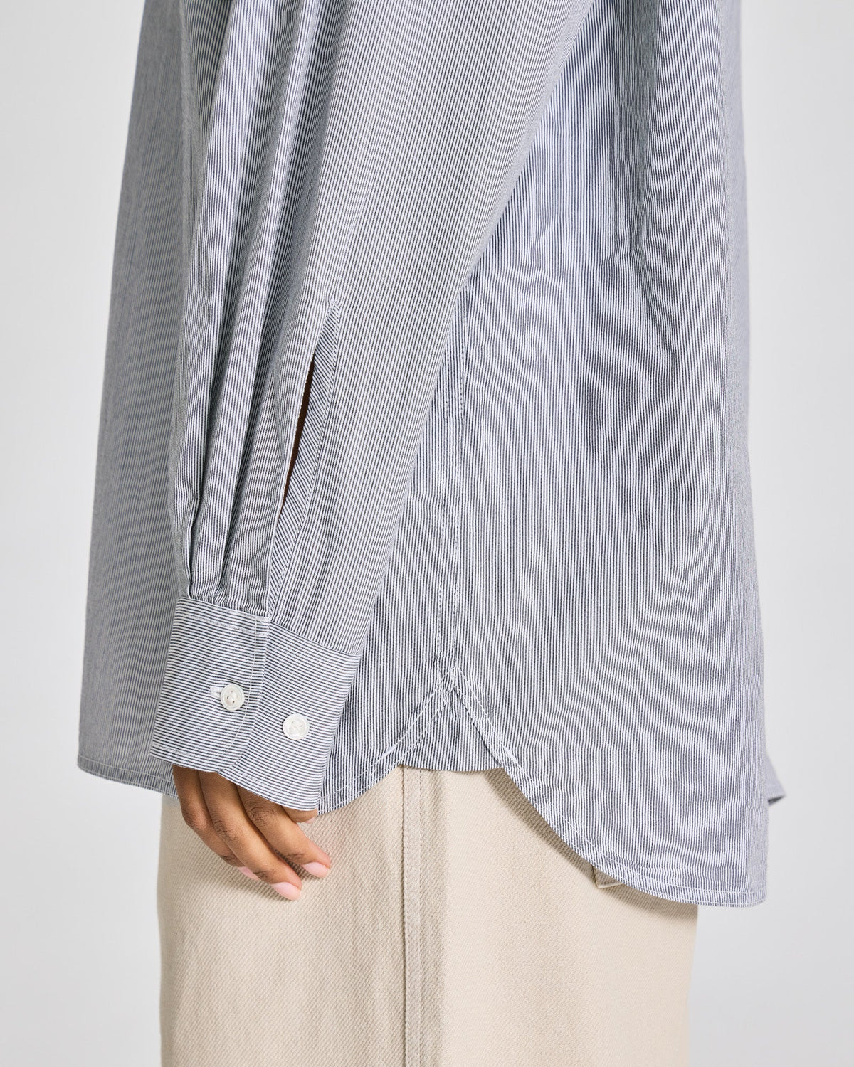 Nikoline Striped L/S Poplin Shirt - White/Blue