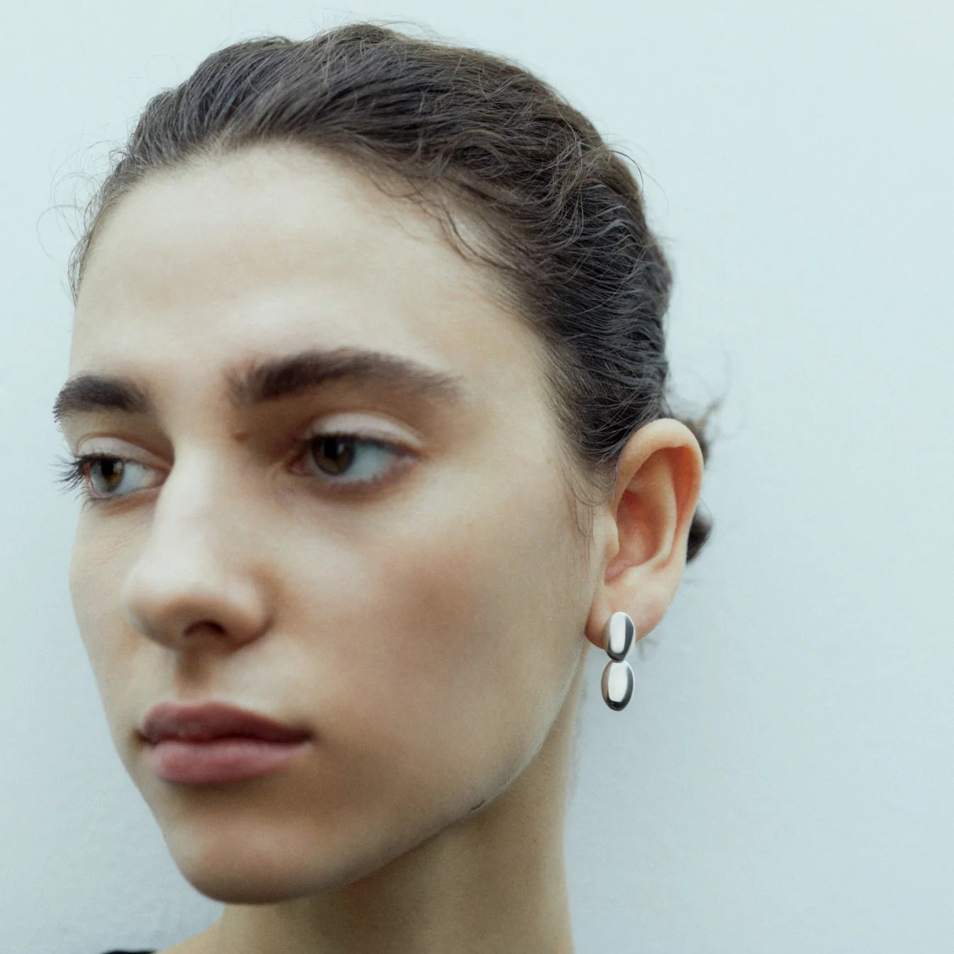 Emberly Oval Earrings, Silver