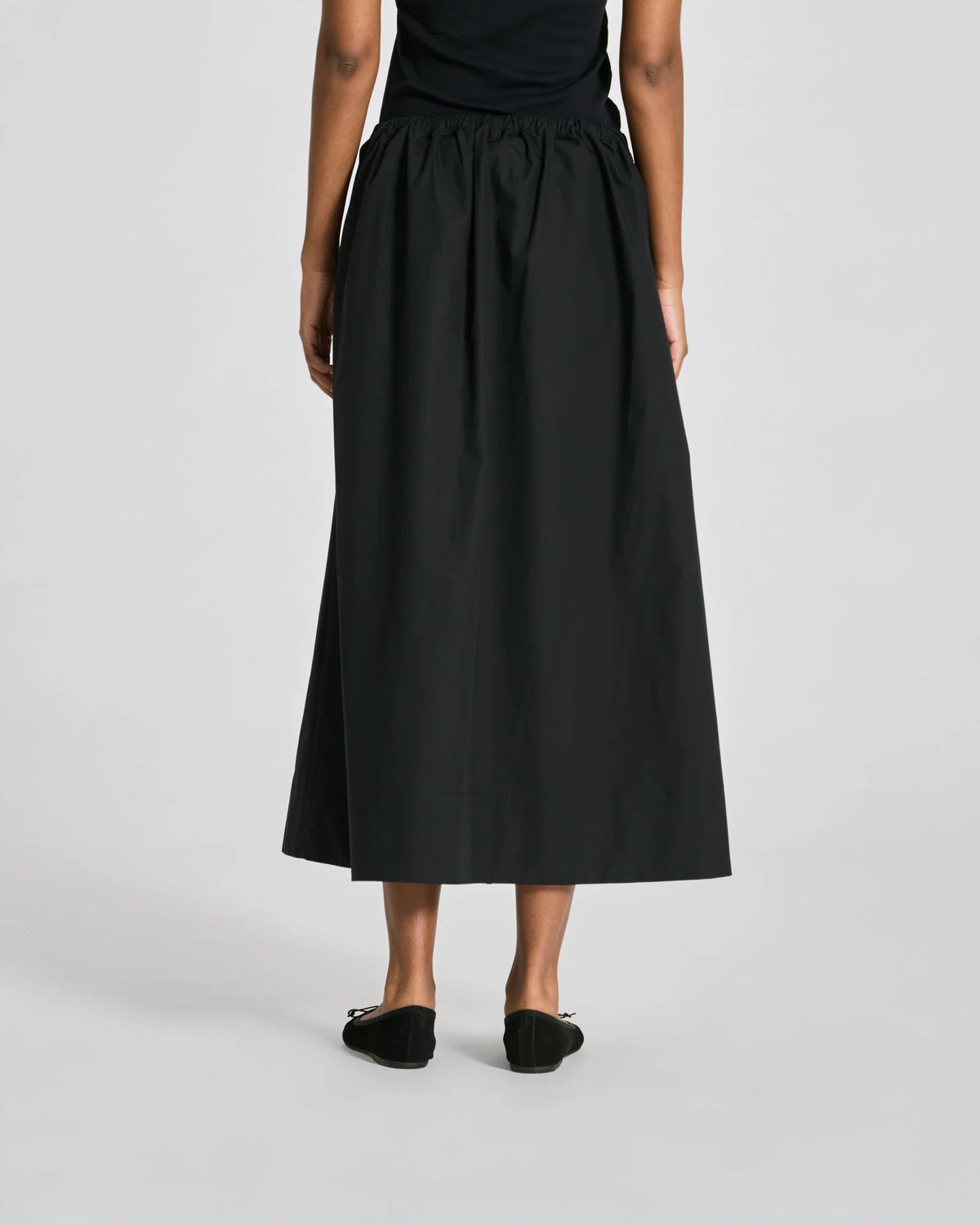 Ruth Pleated Poplin Skirt - Black