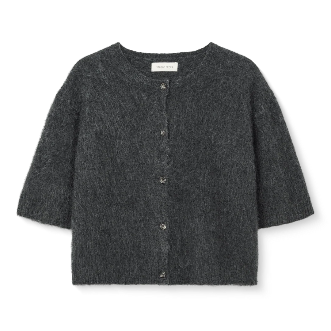 SIGNE HAIRY CARDIGAN - CHARCOAL MELANGE