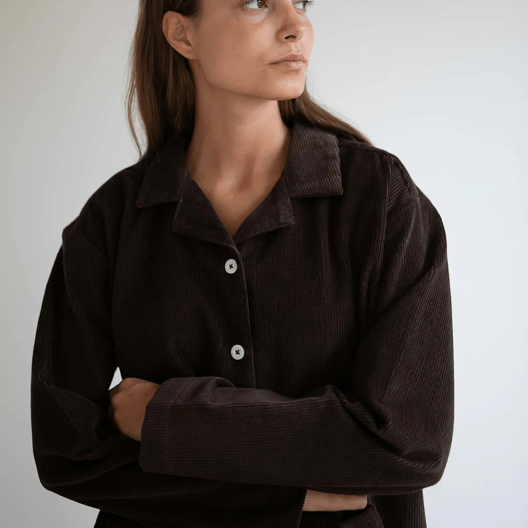 Silja fløjlsskjorte, Dark Brown - Studio Feder