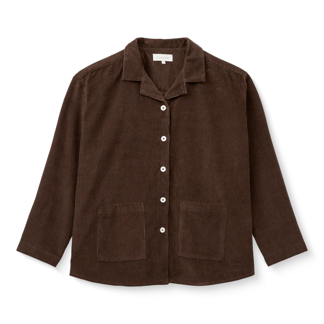 Silja fløjlsskjorte, Dark Brown - Studio Feder