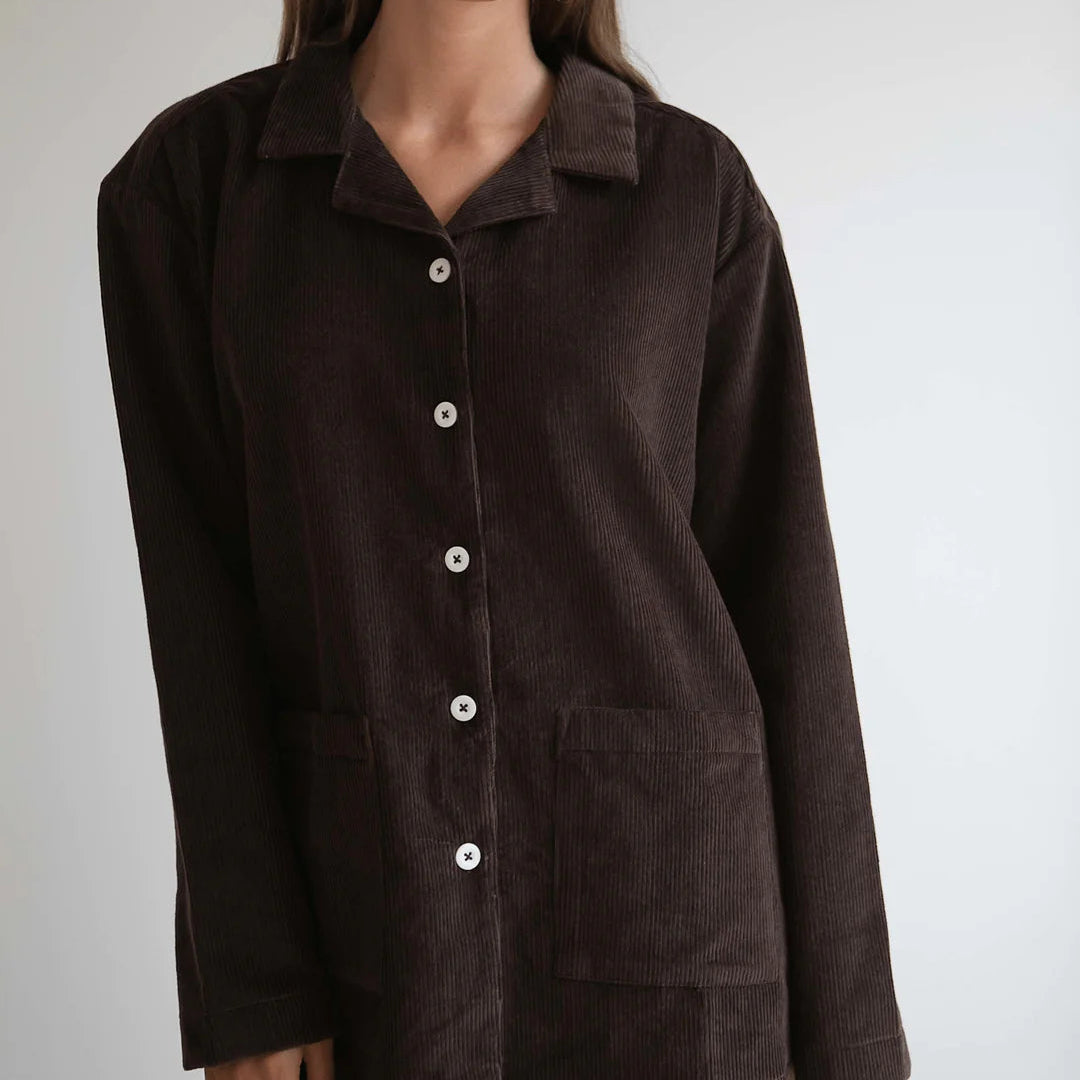 Silja fløjlsskjorte, Dark Brown - Studio Feder