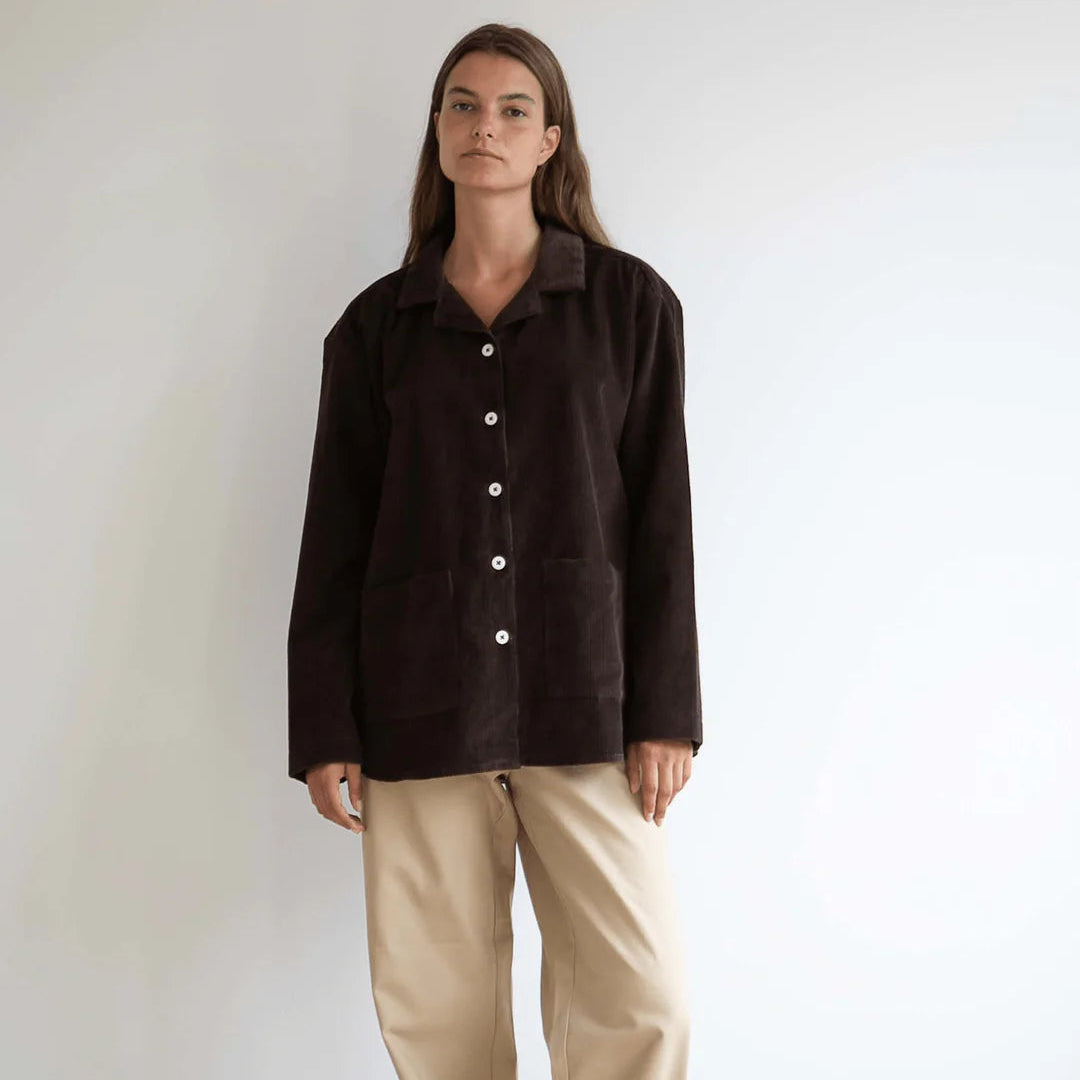 Silja fløjlsskjorte, Dark Brown - Studio Feder