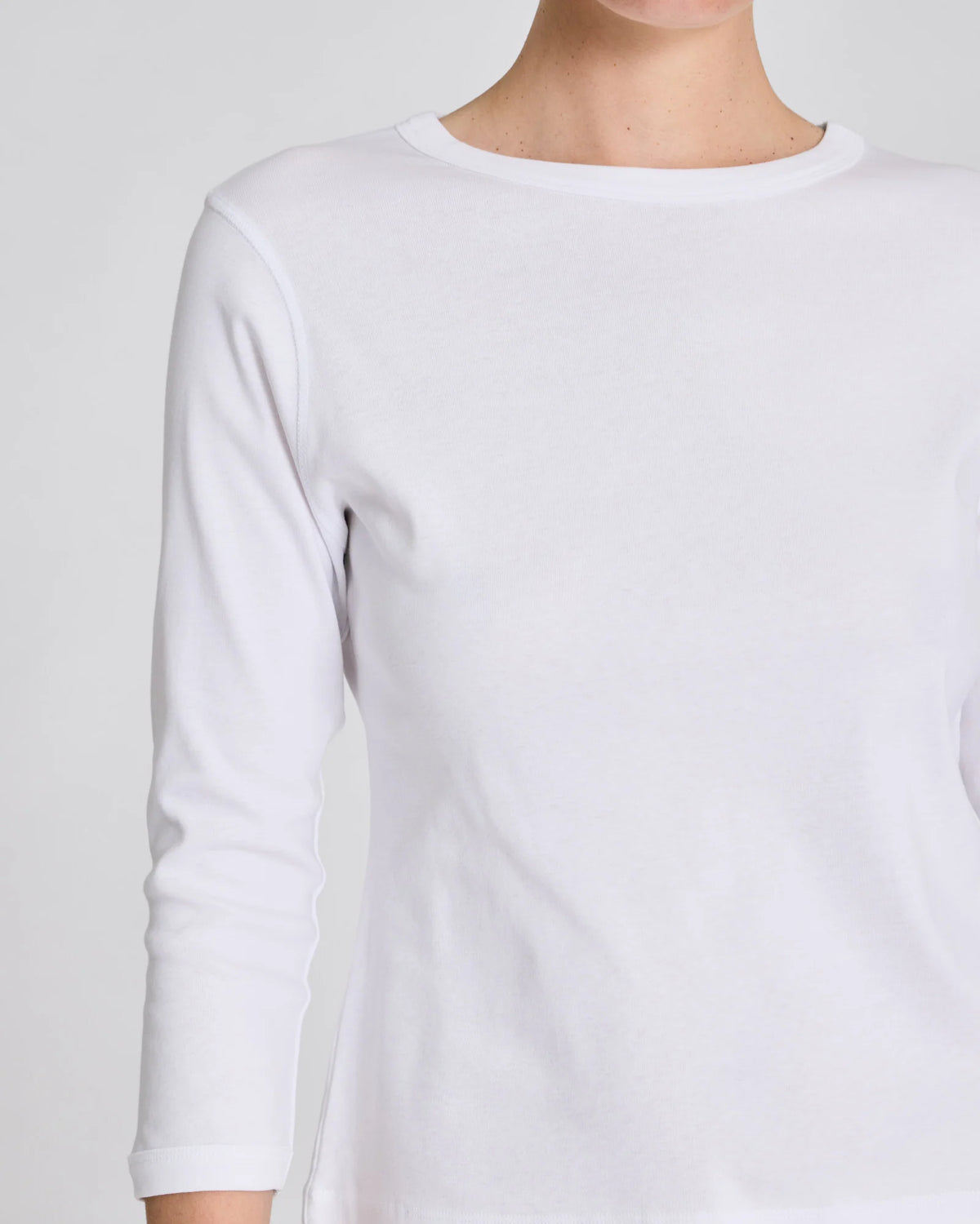 Sascha 3/4 Sleeve Cotton Top - White
