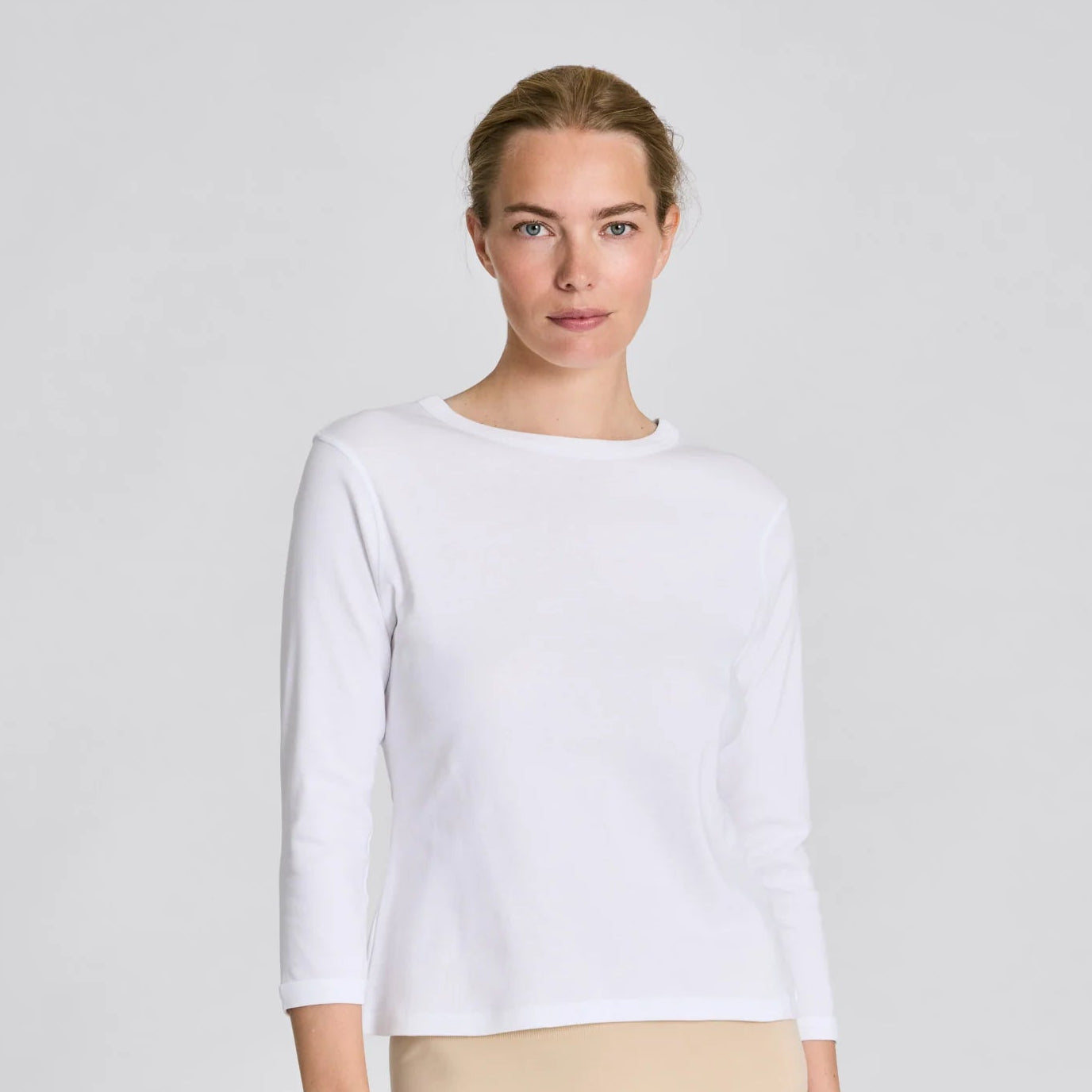 Sascha 3/4 Sleeve Cotton Top - White