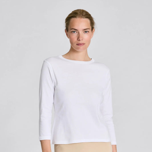 Sascha 3/4 Sleeve Cotton Top - White