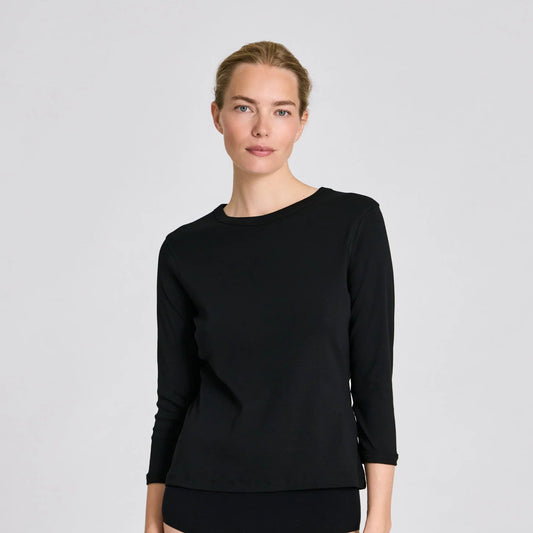 Sascha 3/4 Sleeve Cotton Top - Black
