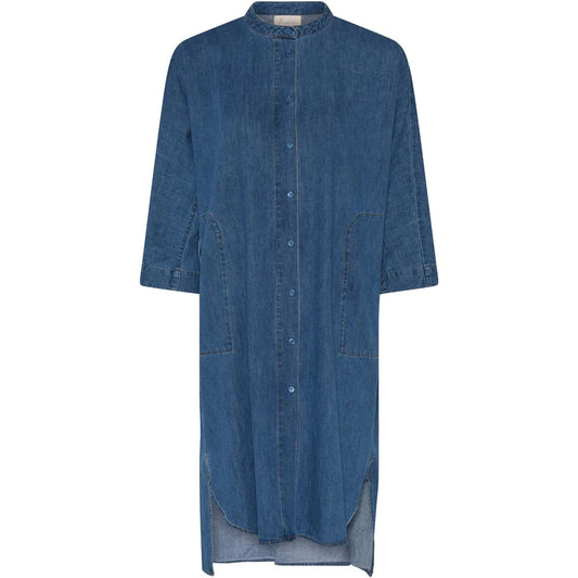 Seoul lang denim skjorte - Medium blue denim - Frau