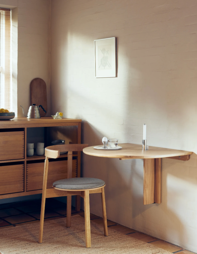 Trefoil Folding Wall Table, Oak