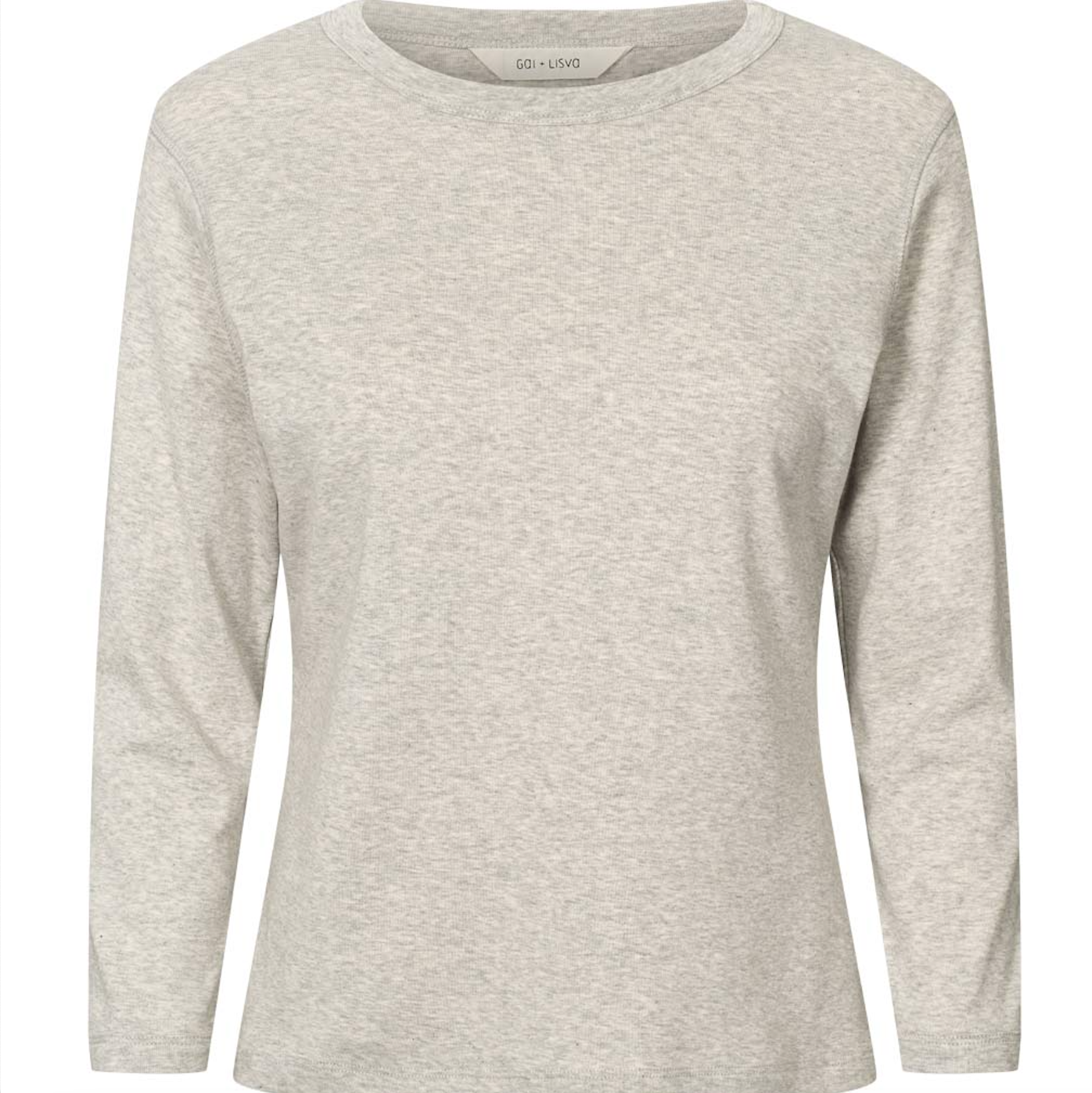 SASCHA 3/4 SLEEVE COTTON TOP - LIGHT GREY MELANGE