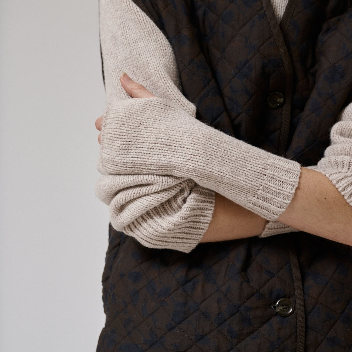 VALLEY FINGERLESS GLOVES - NATURE WHITE MELANGE