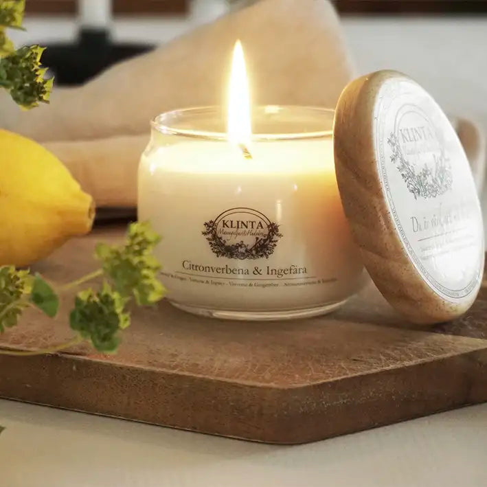 Massagelys 60h, Citronverbena & Ingefær - Klinta