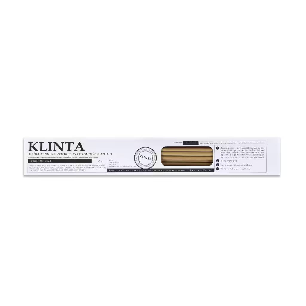 Røgelsespinde, Citrongræs & Appelsin - Klinta