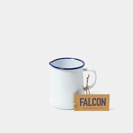 1 pint Emaljekande, Hvid med blå kant - Falcon Enamelware
