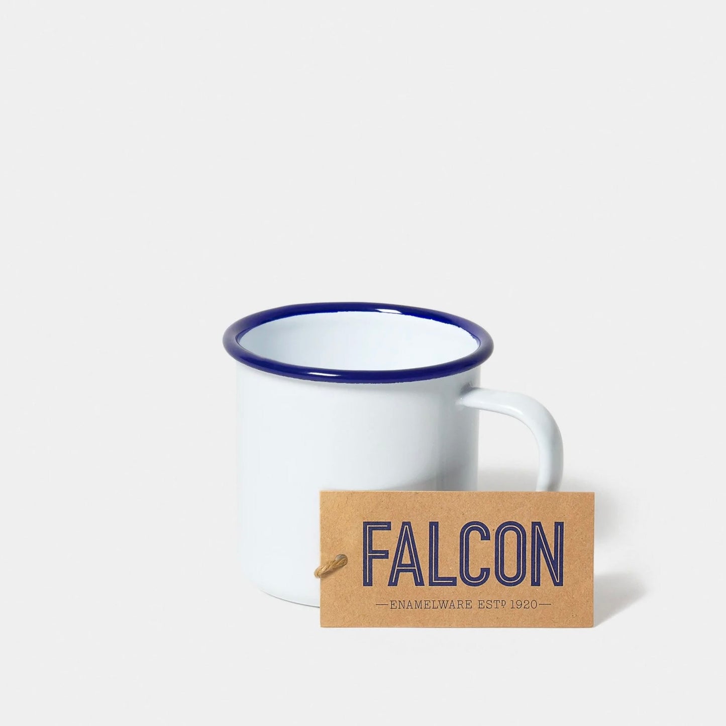 Krus med hank, Hvid med blå kant - Falcon Enamelware